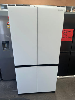 *Current Model* Hitachi 638L RWB640VT0XMGW Fridge with Non-Plumbed Ice Maker - Glass Matte White [Factory Second]