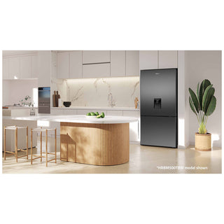 *Brand New* Hisense 500L PureFlat Bottom Mount Refrigerator with Non-plumbed Water Dispenser Dark Stainless Steel HRBM500TBW [3 Years Warranty]